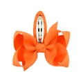 Bright orange layered ribbon bow hair clip with textured fabric on a metal base - Bright Orange
