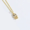 Collana dorata con ciondolo a forma di orso in cristallo e cuore cavo centrale - Orso Cuore (Cicciottello)