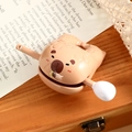 Brown beaver wooden fish percussion toy with white mallet on an aesthetic desk - Capybara Wooden Fish Ornament - Buddhist
