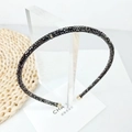 Sparkling black crystal headband with fine rhinestones and golden metal capped ends - Mineral Grey Rhinestone