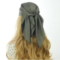 Elegant olive green satin square scarf for women shown tied as a headscarf - 70cm x 70cm / Army Green