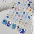 Macro shot of colorful cartoon jellyfish nail stickers Co-013 with 3D jelly effect texture - Colorful Jellyfish Series (CO-013)