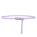 Cintura sottile in pelle lilla chiaro con fibbia in metallo dorato e nodo decorativo - Viola