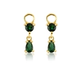 Elegant gold drop earrings featuring circular and pear-shaped green zircon gemstones - Model G [Green Zirconia]