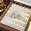 Elegant gold gourd-shaped stud earrings with micro-set zircons and white pearls - #3 Micro-inlaid Gourd Pearl Earrings