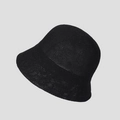 Lightweight breathable black mesh knit bucket hat for women with minimalist design - Black