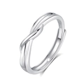 Anillo Mobius minimalista de plata de ley S925 con acabado plateado pulido espejo - Abierto Ajustable / Estilo de Hombre