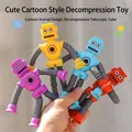 Luminous pop tube robot toys with suction cups for stress relief in four bright colors - No Light-Robot-Red