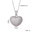 Silver heart pendant necklace with micro-paved zircons and 40+5cm adjustable chain - Full Diamond Heart 1777