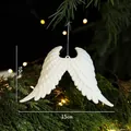 Sparkly pearl white angel wing Christmas ornament hanging on a pine branch for tree decor - Wing/1 Pack