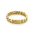 Vista dettagliata del bracciale a catena cubana dorata da 11mm in acciaio inossidabile - Oro Lucido