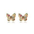 Exquisite gold-plated butterfly stud earrings with colorful cubic zirconia stones - Micro-Pave Colorful Zircon Butterfly (Style 9)