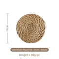 Handcrafted round jute placemat 11cm heat resistant woven hemp coaster for dining table - 11cm Round