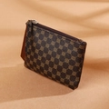 Mini portamonete con zip marrone scuro con eleganti motivi floreali a trifoglio dorati - Stampa Floreale Vintage