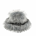 Sombrero de pelo sintético gris plata con textura voluminosa de estilo punk invierno - Azul Niebla