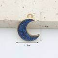 Blue glitter moon pendant with gold trim, 1.9cm height by 1.3cm width DIY jewelry charm - Royal Blue Glitter Moon