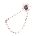 Men's suit lapel pin with grey sunflower pendant and rose gold finish chains - Gray (Gold Base)