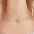 Collana a cuore dorata con halo di zirconi arcobaleno e piccolo ciondolo a croce da donna - Stile Cuore in Zirconia Arcobaleno con Croce (Stile 4)
