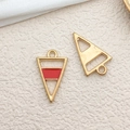 Inverted triangle alloy pendants in gold and red enamel finish for jewelry making - Triangle (11926)