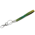 Lanyard with gold to emerald green crystals and silver metal keychain clasp - Gradient Green