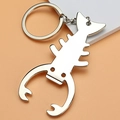 Silver lobster-shaped metal keychain with integrated multi-functional beer bottle opener - Silver X-1322 Lobster Bottle Opener