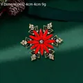 Christmas poinsettia flower brooch in red and green enamel, size 4cm x 4cm and 9g weight - Poinsettia Snowflake Style (HC0154)