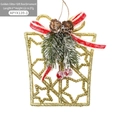 Regalo di Natale glitterato oro con pigne e bacche rosse decorative (9x12cm) - Oro Tipo C - Scatola Regalo Glitterata