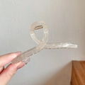 Minimalist transparent plastic hair claw clip with crossed design and metal spring - 11CM Cream White Shark Clip