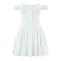 Weißes französisches A-Linien-Kleid mit Spitze, Stickerei und eleganten Rüschendetails - XS / Weiß