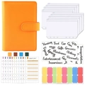 Orange A6 PU leather binder set with clear zipper pouches and colorful budget sheets - Macaron Orange Set