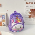 Purple kids 3D unicorn backpack with rainbow details and mesh side pocket - Purple