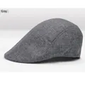 Casquette plate grise respirante avec tissu texturé pour homme en vue latérale classique - Casquette Plate en Lin - Gris