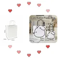 Sacchetto regalo bianco con coniglio e manico in varie dimensioni per caramelle - Sacchetto di Carta Portatile Bianco Puro (Set di 2)