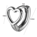 Orecchino a cuore in acciaio inossidabile argento con altezza totale di 12,3 mm - Cuore
