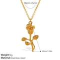 Golden stainless steel rose pendant necklace with 36cm chain and 34mm pendant size - XL232G Gold Rose Pendant Necklace