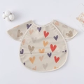 Waterproof baby bib with colorful heart patterns and built-in food catcher pocket - Shawl - Crayon Heart / One Size