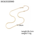 Flat gold snake bone necklace showing 0.4cm width and 38+5cm adjustable length details - Gold Snake Chain Necklace (XX36355D0W0)