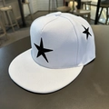 Gorra snapback blanca de visera plana con estrella negra bordada para estilo hip-hop - Niños Ajustable / Blanco