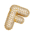 Pendentif lettre F plaqué or serti de zircons scintillants avec bordure perlée élégante - F (Pendentif Unique)
