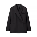 Dettaglio di un blazer nero oversize con revers a punta e tre tasche anteriori - S / Nero