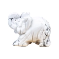 Polished white marble elephant figurine with natural black veining for home decor - White Turquoise / 1.5 Inches