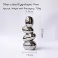 Modern silver-plated stacked egg ceramic vase Nordic abstract art sculpture home decor - Pebble Vase 2090 - Electroplated Silver