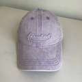 Detail of vintage washed purple cotton baseball cap with white embroidered lettering - M (56-58cm) / Purple