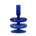 Blue glass candle holder with transparent pagoda-shaped design for home decor - Blue Pagoda Style (A4)