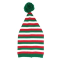 Berretto natalizio a maglia a righe rosse, verdi e bianche con pompon verde - Adulto / Nuovo Rosso Verde Bianco
