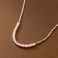 Minimalistische S925 Sterlingsilberkette mit Naturperlen und silbernen Perlen - S925 Silber Naturperle Zerstoßenes Silber Halskette / 925er Silber
