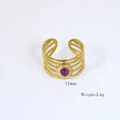 Detailed view of a 12mm wide vintage gold ring with a purple gemstone weighing 2.6g - Purple Gemstone Multi-layer Hollow Style