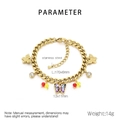 Detail of gold stainless steel bracelet with butterfly pendants and colorful beads - Butterfly Pendant Style (KB204092-SXSJ)