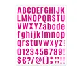 Detail of magenta alphabet stickers with letters and numbers for DIY crafts - Magenta