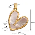 Golden heart pendant featuring natural mother of pearl shell inlay with iridescent texture - Grey-Shell Gold Heart